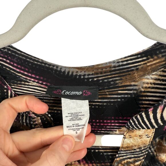 Cocomo Multicolor Liquid Knit Slinky Blouse Y2K Artsy Office Womens Size Small - Picture 3 of 4